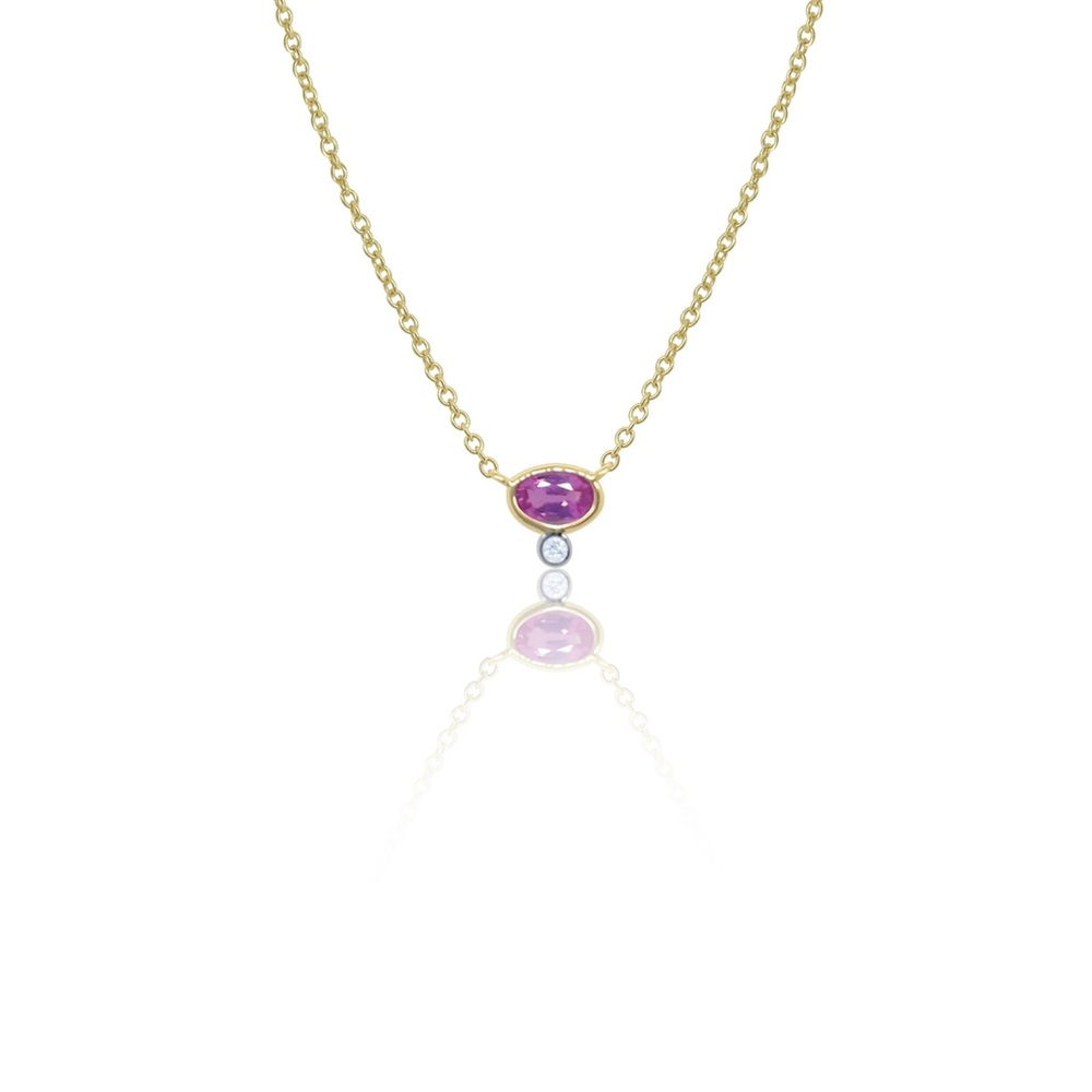 MEIRA T PINK SAPPHIRE DIAMOND GOLD NECKLACE